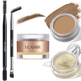 UCANBE Waterproof Eyebrow Gel + Eyebrow Styling Wax 2 in 1 Makeup Kit with 2 Pcs Dual-ended Adjustable Freely Eyebrow Brush Makeup Long Lasting Eyebrows (03 Gel/Blonde Pomade, Standard)