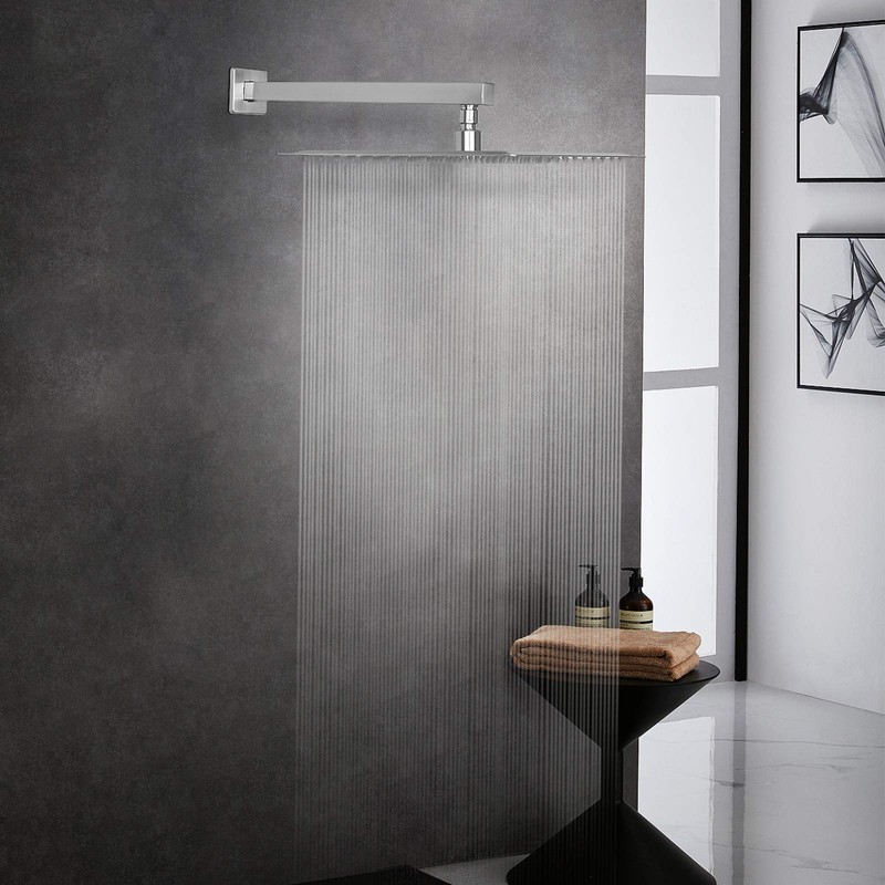 HarJue Shower Head with Extension Arm, High Pressure Square with