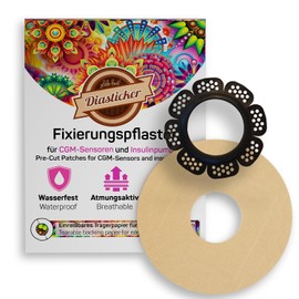 Diasticker® Freestyle Libre 2 - Sensor Enclosure "LibreProtect" (Black) Includes 10 Plasters (Beige) | Flexible - Maximum Hold - Waterproof | Simplifies Plaster Changing, Tape Fixation