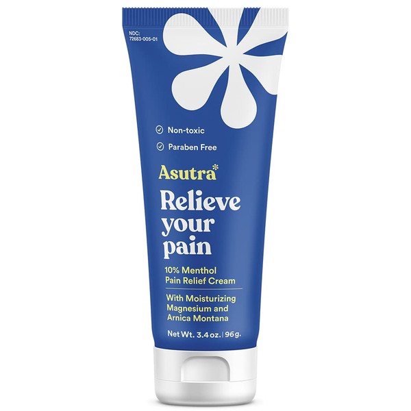 ASUTRA Pain Relief Cream, 3.38 oz | Cooling Relief | Formulated with Magnesium, Menthol, and Arnica Montana | Paraben Free | Helps with Achy Joints, Sore Muscles