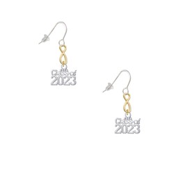 Delight Jewelry Silvertone Class of 2023 Gold-tone Infinity French Earrings