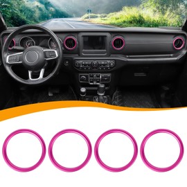 Hoolcar Dashboard Air Conditioner Vent Ring Trim Cover Aluminum Alloy Interior Accessories Compatible with 2018-2022 Jeep Wrangler JL JLU & Gladiator JT, Pink, 4PCs