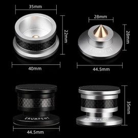 Pailvens Speaker Spikes Floor Protectors with Innovative Carbon Fibre Shielding, Shockproof Speaker Isolation Stand Feet for HiFi Amplifier, Subwoofer, DAC Recorder, Turntable, Black