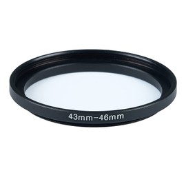 43mm Lens to 46mm Camera Lens Adapter 43mm to 46mm Step Up Ring Adapter Ring for All Brands of UV ND CPL, with Premium Lens Wiping Cloth 2 Pack (43mm-46mm)
