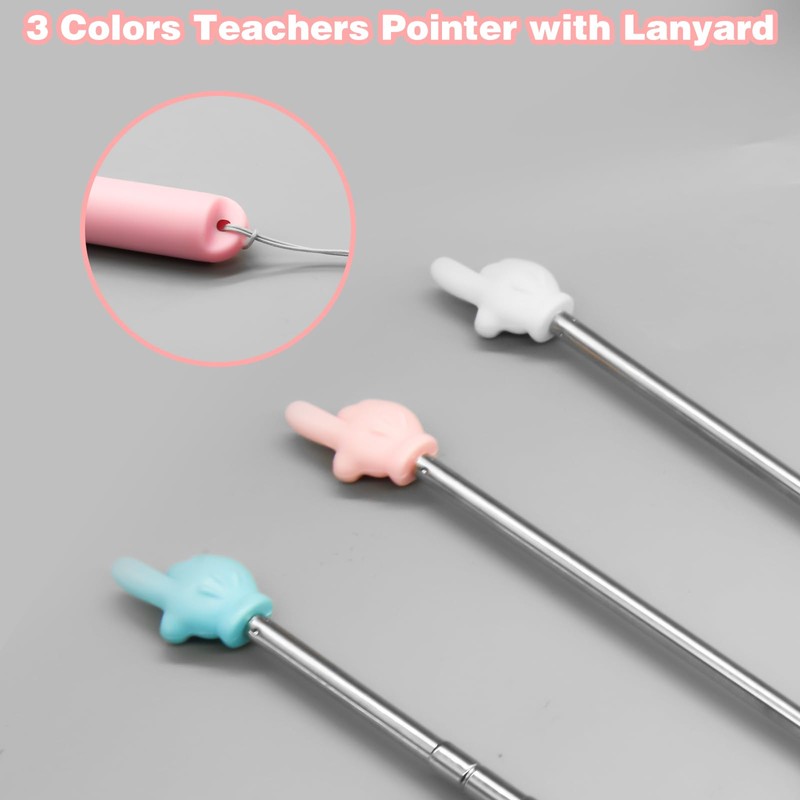3 Pieces Teacher Pointer Finger, Telescopic Pointer Rod, Hand Hand