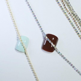 Nail Parts Chain, Set of 6 Types, Approx. 9.8 inches (25 cm), Extra Fine, 0.08 inches (2 mm), Rhinestones, Pearl, Crystal, Silver, Gold, Aurora, AAA Grade Nail Chain, Shiny, Decorative, Nail Art,