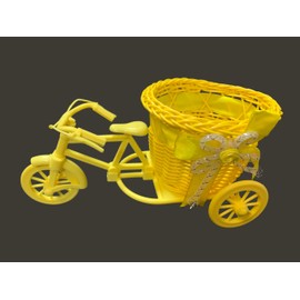 Domenix Woven Simulation Arrangement Plastic Rattan Woven Storage Decorative Vintage Woven Bike Basket Decor – Handcrafted Resin Miniature for Farmhouse & Cycling Lovers (Pink) (yellow)