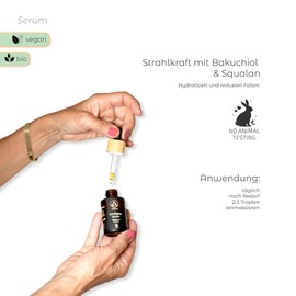 Olleeno® BIO Anti-Aging Serum 30ml - mit natürlichem Retinol,Squalan und Bakuchiol, Feuchtigkeitsspendendes Gesichtsserum & Gesichtspflege Vegane Naturkosmetik, feuchtigkeitsspendend, Glättet Linien