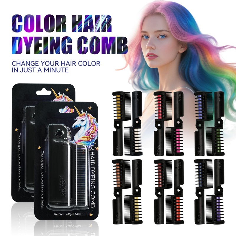 BEUKING Temporary Color Hair Dyeing Comb, Disposable Folding Hair Dye