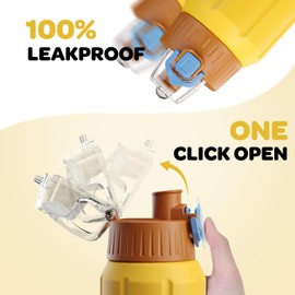 Rumiiro 600 ml Water Bottle with Filter Lid & Safety Closure, Leak-proof Water Bottle, Thermos Flask, BPA-Free with Jumping Lid for Sports, Running, School, Fitness, Children