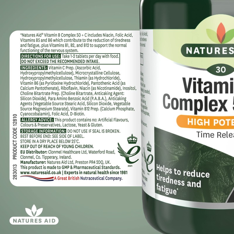 Natures Aid Vitamin B Complex 50 + C (High Potency)