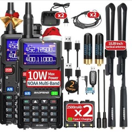 5RM 10W Long Range Ham Radio with TIDRADIO Portable Wireless Programmer Upgraded UV-5R Handheld 8 Bands&NOAA Weather Receiver, Frequency Copy,2500mAh TypeC Battery - Style: 2 Pieces (Style 2）