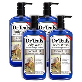 Dr Teal's Coconut Oil Body Wash, 4 Pack, 24 Fl Oz Each, Nourish & Protect, Moisturizing, Unisex