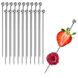 com-four® 20 x Stainless Steel Cocktail Skewers - Skewers for Finger Food, Fruit, Burgers - Reusable Party Picks 11 cm - Appetizers for Birthday, Party, Barbecue, Wedding (Pack of 20 - 11 cm)
