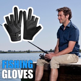 Fishing Gloves for Men and Women - Three Finger Sun Gloves for Men Or Women - Quick-Dry Ice Silk Mittens for Boating, Kayaking, Hiking, Running