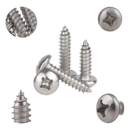 Drenky 100pcs M4 Stainless Steel Self Tapping Screws Phillips Pan Head Srews DIY Woodworking Screws (100PCS M4 x 10mm)