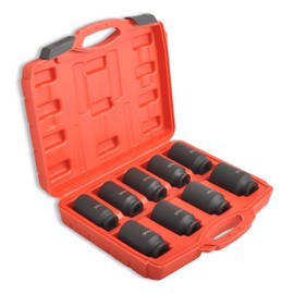 TBAPFS 9Pcs 1/2 Inch Drive Deep Impact Socket Set 6 Point Metric 29-38mm Drive Spindle Axle Hub Nut Socket Set, Heavy Duty with Portable Storage Case, Use In Removing And Installing Axle Nuts
