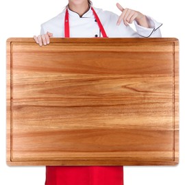 20" XL Extra Large Wooden Cutting Boards for Kitchen Charcuterie Boards Hardwood Solid Chopping Board Big Acacia Wood Cutting Board Meat Serving Cheese Board Thick Butcher Block Turkey Carving Board