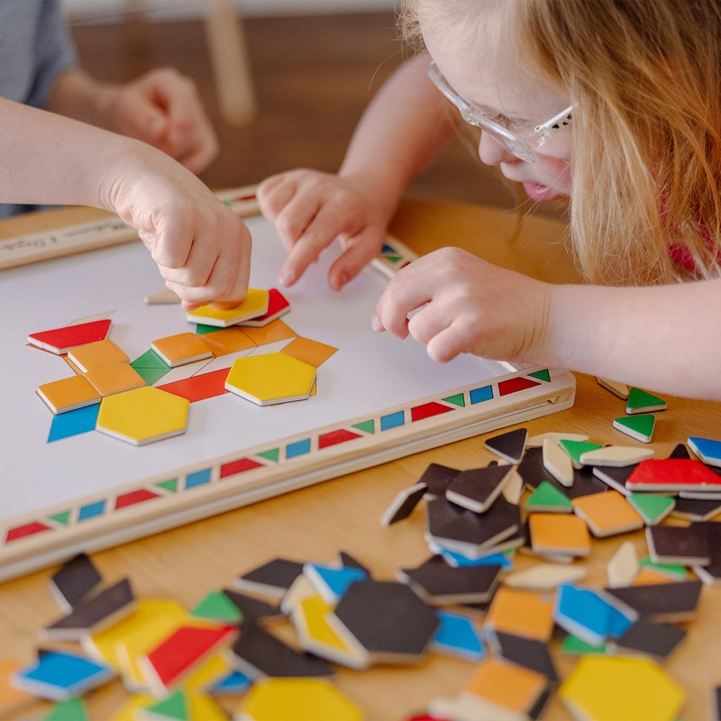 Melissa & Doug Deluxe Wooden Magnetic Pattern Blocks Set -