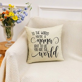 Ogiselestyle Nana Gift Decorative Throw Pillow Cover 18 x 18 Inches Home Decor Pillow case Grandma Gifts Cotton Linen Cushion Cover