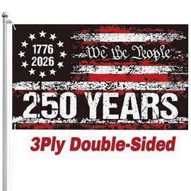 250th Anniversary American Flag 3x5 FT 3-Layer Double-Sided Print, Fade Resistant & Reinforced Brass Grommets, 1776-2026 USA 250 Years of Freedom Patriotic 4th of July We The People Outdoor Flag