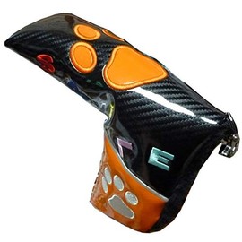 Golf Paw Design Pin Type Magnetic Putter Cover (Black/Orange)