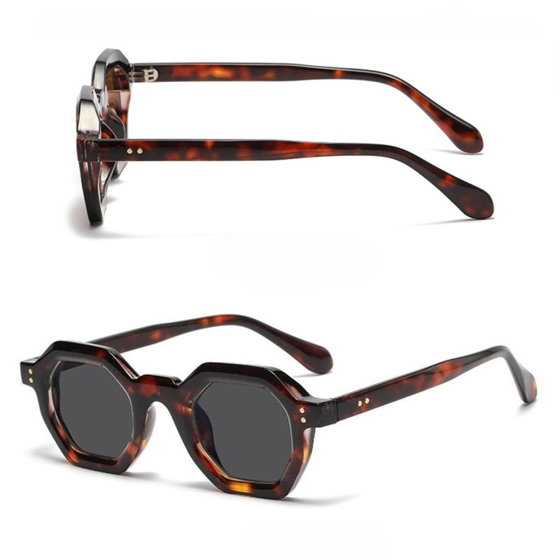 WDZAYXC Retro Chunky Hexagon Sunglasses for Men and Women Trendy