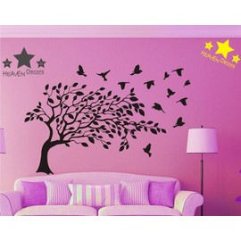 Birds with Tree Wall Decal and Decorative Sticker Size(59 86) cm