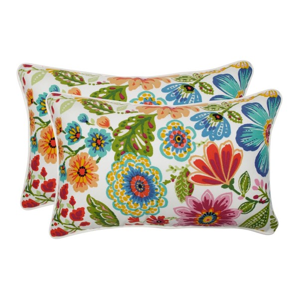 Pillow Perfect Bright Floral Indoor/Outdoor Accent Throw Pillow Plush Fill,