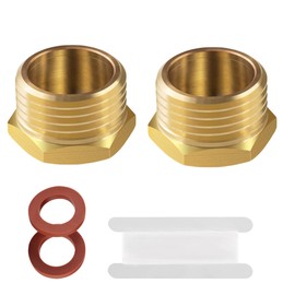 ZKZX Brass 3/4"" GHT Garden Hose End Cap,3/4"" GHT Garden Hose End Plug,Garden Hose Male and FemaleThreaded End Cap Plug (2male)