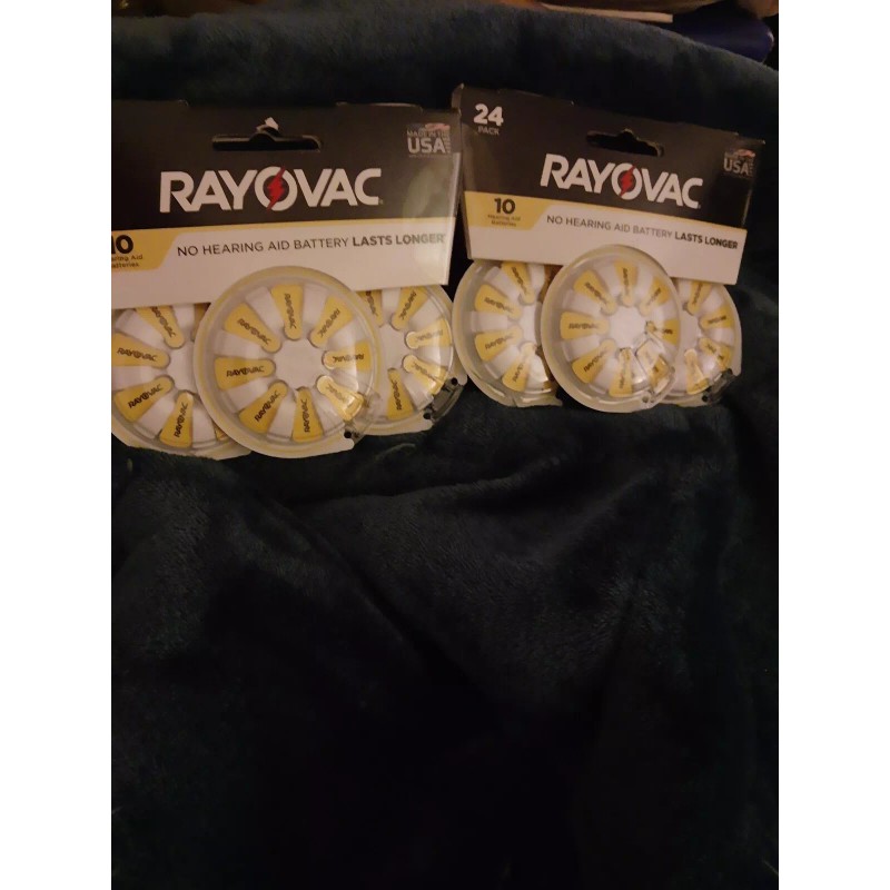 Rayovac No 10 Hearing Aid Batteries, 64 Batteries