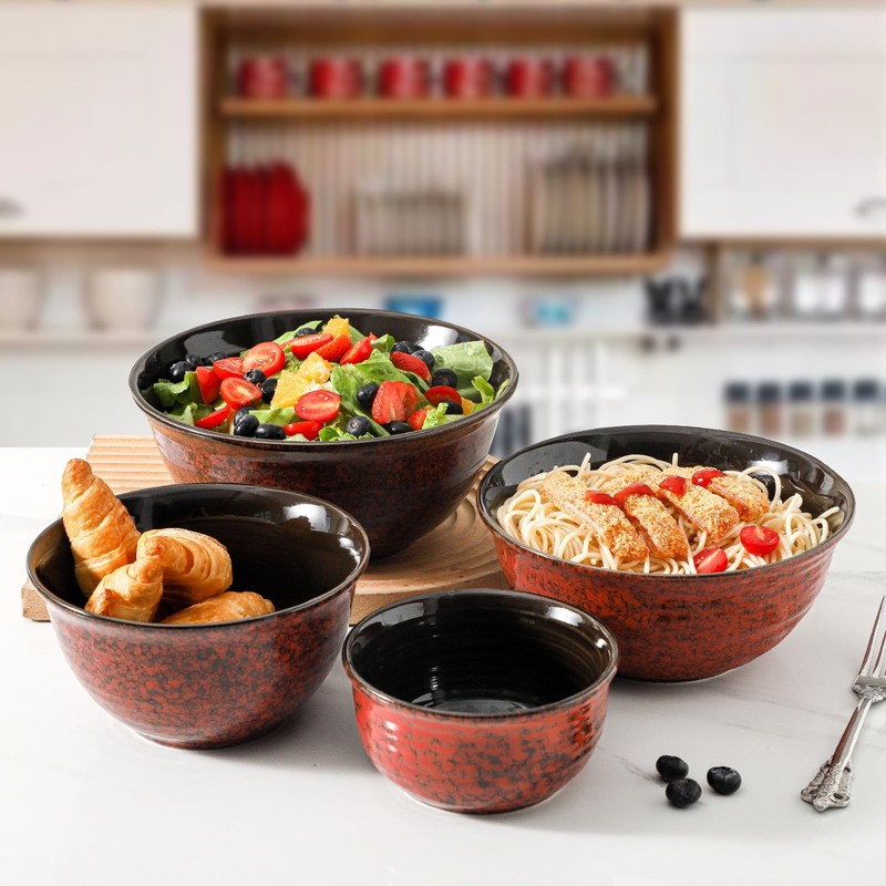 Hasense Mixing Bowls, 2.1/1.5/1.0/0.5 Qt, Nesting Bowls for Cooking, Baking,