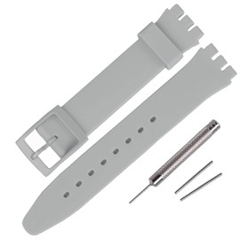 Rihahisy 16mm Ultra-thin Silicone Rubber Watch Strap/Watch Band Replacement for Swatch (Grey)