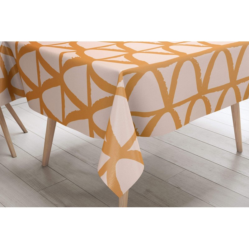 Bonamaison Kitchen Decoration, Tablecloth, Orange, Off White, 140 x 140