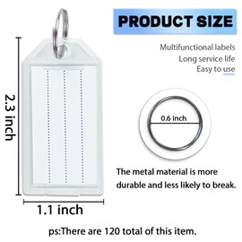 120 pcs White Plastic Key Tags Key Ring Labels Key Identifiers ID Tags Key Chain Tags for Luggage (White)