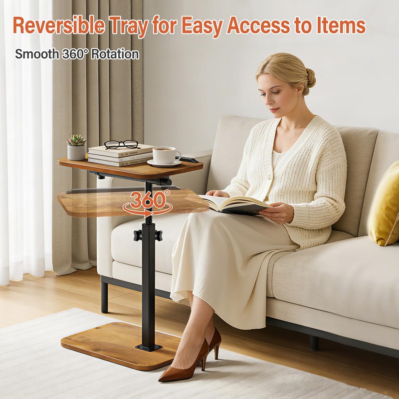 Relahous 360° Swivel TV Tray Table with 0-90° Tilt Top,