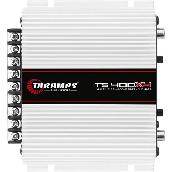Taramps TS 400x4 400 watts RMS 4 Channels Full Range Car Audio Amplifier, 2 Bridged Channels, RCA Input Class D, Output Power, Multichannel Amplifier System, Small