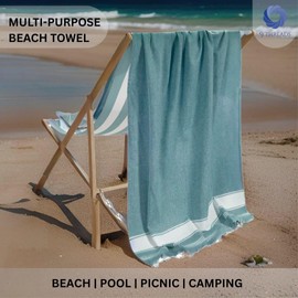 9Threads Cotton Turkish Beach Towel with Bag Towels Oversized 36"x72" Pool Absorbent Extra Large Quick Dry Sand Travel Towel (Mix, 6 Pack)