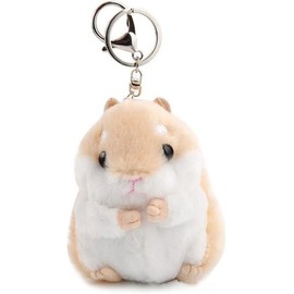 Cldaisy Cute Khaki Plush Hamster Keychain Plush Keychain Charms Wallet Backpack Handbag Keychains Automotive Trim Women's Key Rings and Automobile Keychains Accessories