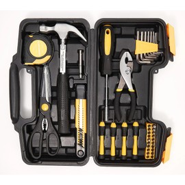Power Source Tool 39-Piece Set with Storage Tool Box for DIY Home Improvement and Repairs - Great for Home and Professional Use (Orange)