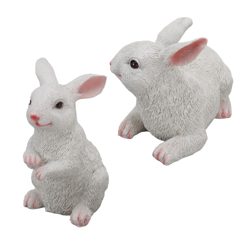 1 Pair Bunny Rabbit Ornaments Decorations Resin Art Craft Animal