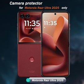 Cmiuubrer 1 Pack Camera Lens Frame for Motorola Razr Ultra 2025, 9H Glass Screen Protector Anti-Scratch, Tempered Glass Metal Individual Camera Cover Accessories for Motorola Razr Ultra 2025