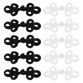 MECCANIXITY 10 piezas de nudos chinos con cierre de botones de rana, color negro y blanco, botones de costura, abrigos de costura, suéter de capa, traje de novia