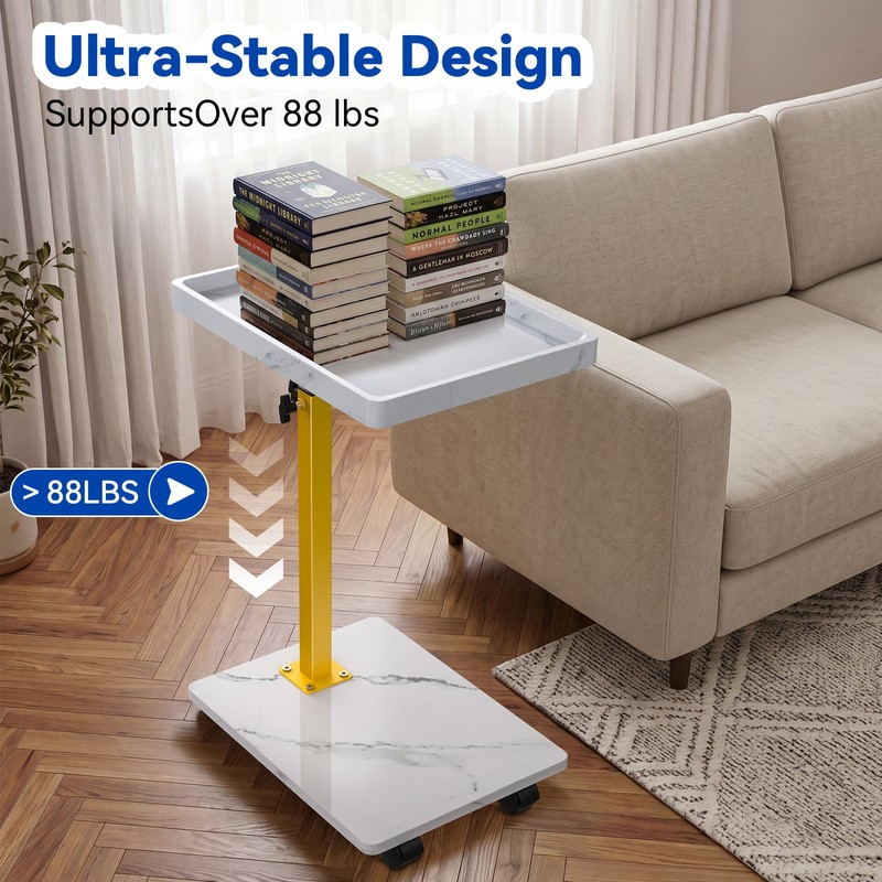 XNSDXV C Table End Table Adjustable Height, 360°Swivel TV Tray