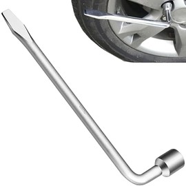 Amazleer Spare Wheel Wrench, L Type Spanner for Disassembling Steel Wheels with Flat Head, Multifunctional, Effortless Socket Wrench for Car Repair (17mm)