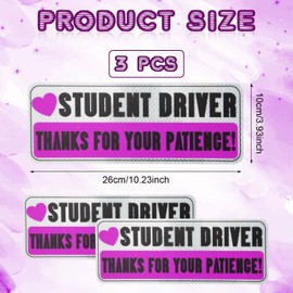 3pcs Student Driver Stickers, Non-Magnetic Reflective Student Driver Bumper Sticker Thanks for Your Patience Removable Car Decal Safety Warning Student Driver Sign for Car & Windows