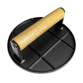 LEAYATST 6" Smash Burger Press for Griddle, Round Hamburger Smasher Tool Aluminum Alloy Bacon Meat Grill Press for Smash Burgers with Wooden Handle