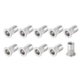 METALLIXITY Rivet Nuts (#10-32) 100Pcs, Aluminum Alloy Knurled Body Insert Nuts - for Furniture Mechanical Fastener, Silver Tone