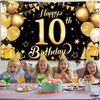 10th Happy Birthday Black Wall Banner,Foil