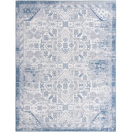 Unique Loom Outdoor Aztec Collection Area Rug - Coba (10' x 14' 1" Rectangle, Blue/ Ivory)